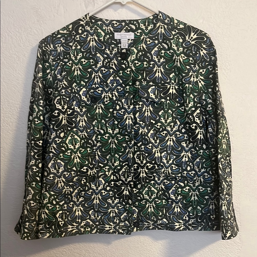 Patterned Green and Black Women's Jacket